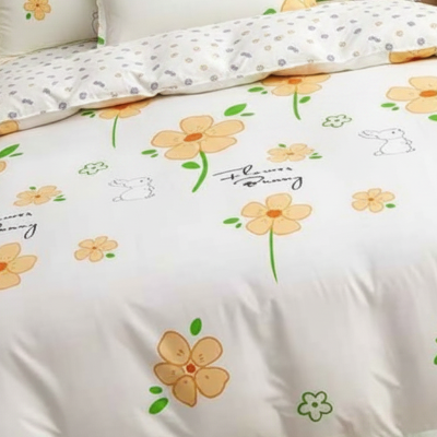 Housse de couette en 220 x 240 réversible fleurs jaune agrandie