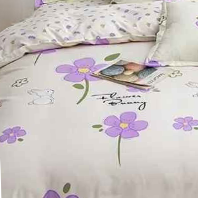 Housse de couette en 220 x 240 reversible fleurs violettes agrandie