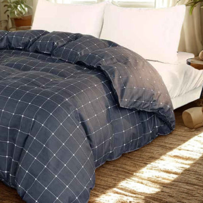 Housse de couette en 220 x 240 réversible rayures fines agrandie