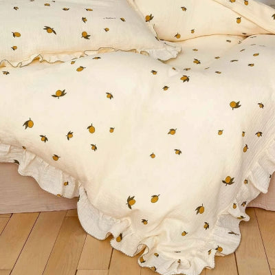 Housse de couette gaze de coton citron agrandie
