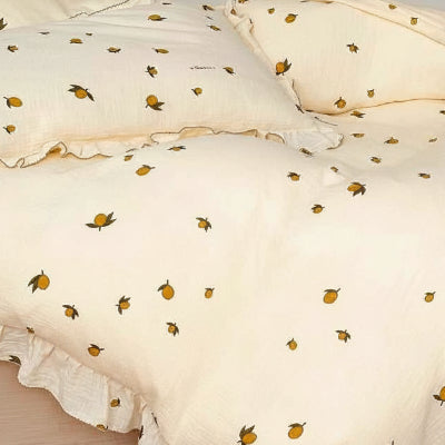 Housse de couette gaze de coton imprimé citron