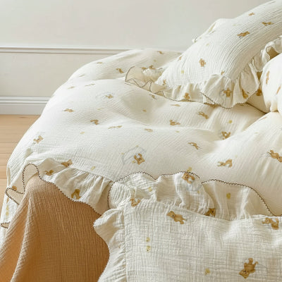 Housse de couette gaze de coton ourson lit