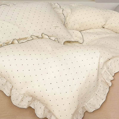 Housse de couette gaze de coton petits pois agrandie