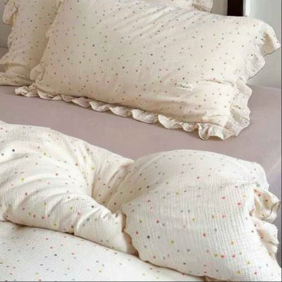 Housse de couette gaze de coton pois colorés agrandis 