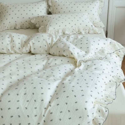 Housse de couette gaze de coton ruban noir agrandie