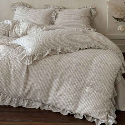 Housse de couette gaze de coton unie texturée