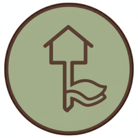 Logo maison fond vert sauge #A8B29F