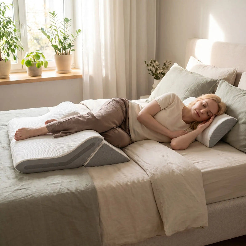 Oreiller à mémoire de forme femme couchée détendue