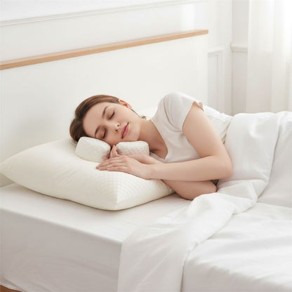 Oreiller à mémoire de forme femme couchée sur le côté