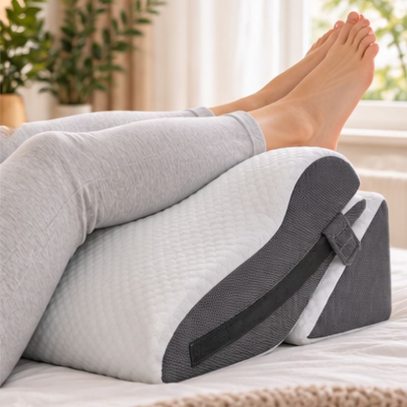 oreiller à mémoire de forme jambes surélevées