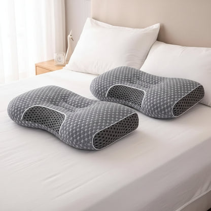 Oreiller cervical ergonomique 2 deposée sur le lit
