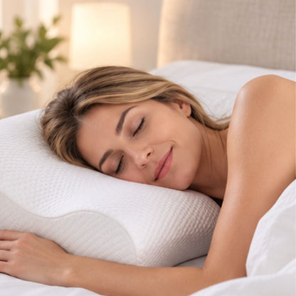 Oreiller cervical ergonomique femme couchée sur le côté