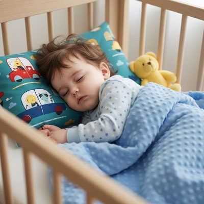 Oreiller enfant endormi paisiblement bassinette