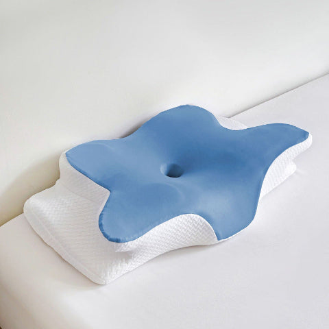 Oreiller ergonomique cervical bleu