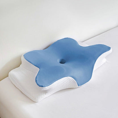 Oreiller ergonomique cervical bleu