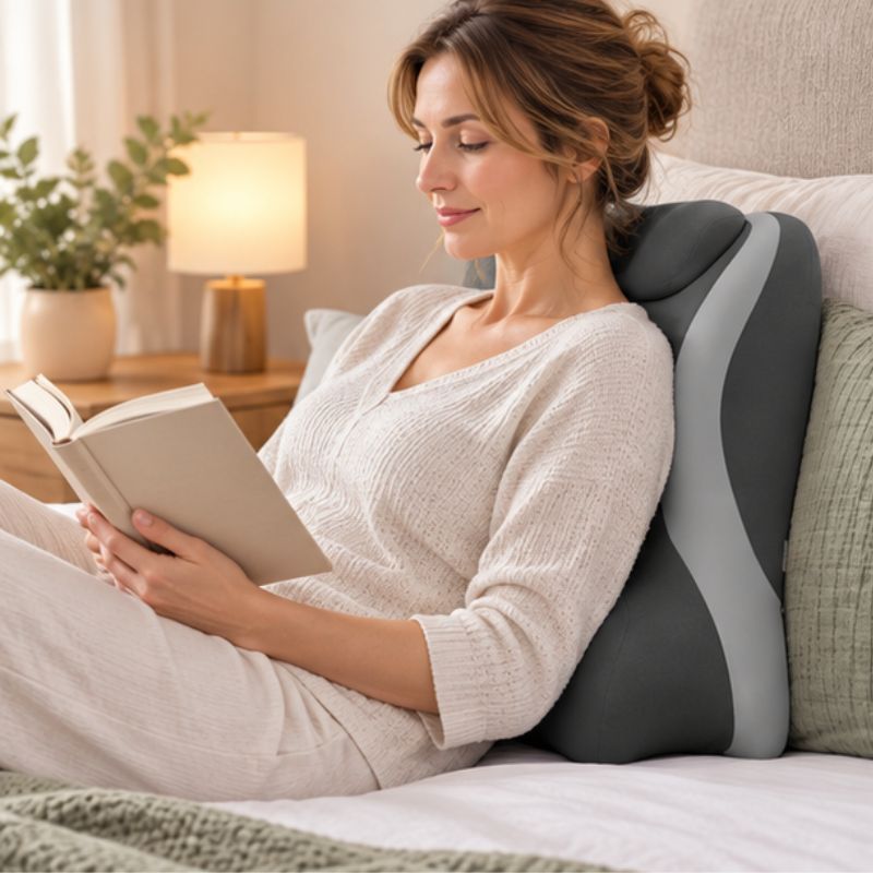 Oreiller ergonomique cervical multi-zones femme assise lecture