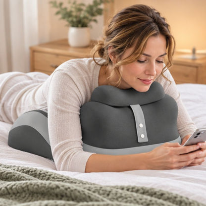 Oreiller ergonomique cervical multi-zones femme couchée sur le ventre