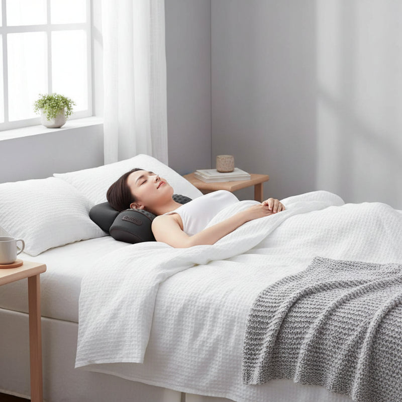Oreiller mémoire de forme cervical femme couchée assoupie