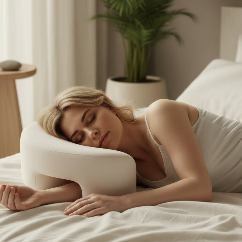 Oreiller mémoire de forme cervical femme couchée confortable