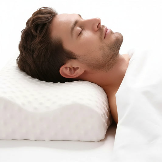 Oreiller mémoire de forme cervical homme couché
