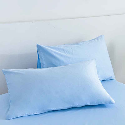Parure de lit 200 x 200 bleu taies d'oreillers
