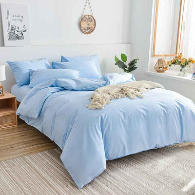 Parure de lit 200 x 200 bleu vue angle plaid