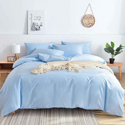 Parure de lit 200 x 200 bleu vue devant plaid
