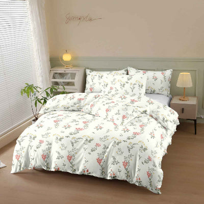 Parure de lit 200 x 200 imprimé floral délicat angle