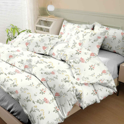 Parure de lit 200 x 200 imprimé floral délicat côté
