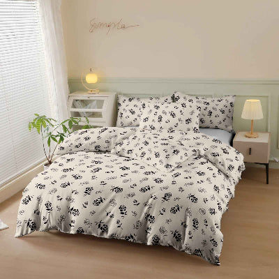 Parure de lit 200 x 200 imprimé rose noir