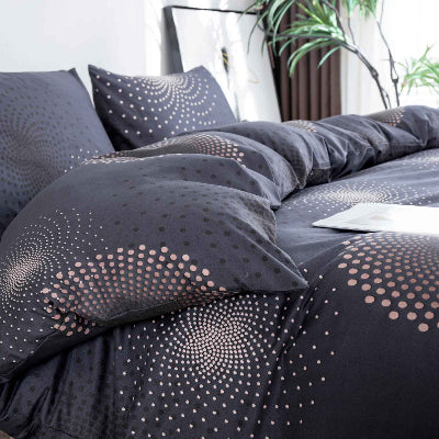 Parure de lit 200 x 200 pois géométriques vue agrandie côté