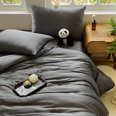 Parure de lit 220 x 240 bamboo gris panda