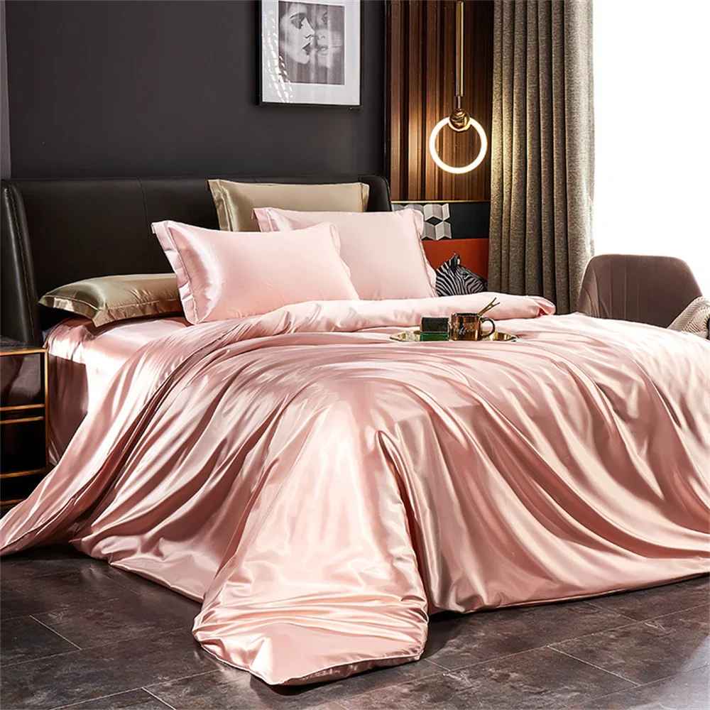 Parure de lit 220 x 240 rose jade lustré