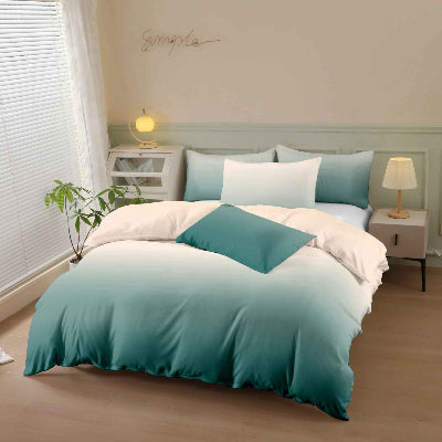 Parure de lit 240 x 260 camaïeu aqua angle