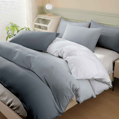 Parure de lit 240 x 260 camaïeu gris côté