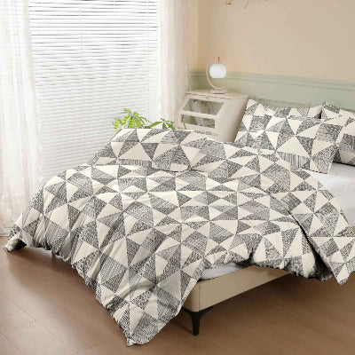 Parure de lit 240 x 260 motifs géométriques vue côté