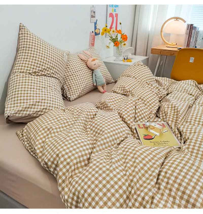 Parure de lit enfant carreaux vue côté agrandi
