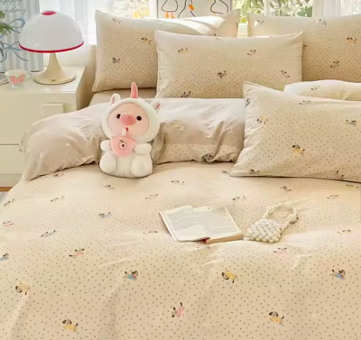 Parure de lit enfant réversible imprimée pois chiens zoom