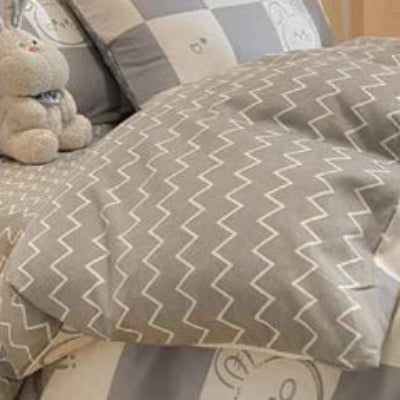 Parure de lit enfant réversible lapin envers rayures zoom