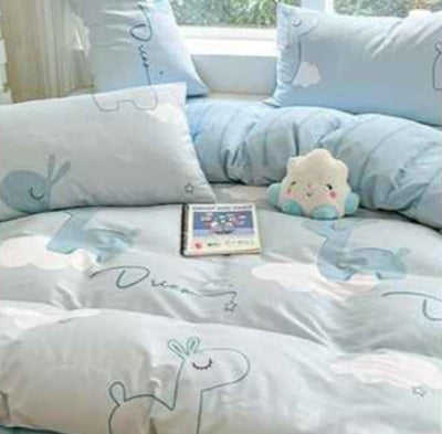 Parure de lit enfant réversible nuage envers rayures zoom
