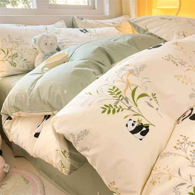 Parure de lit enfant réversible panda vue côté