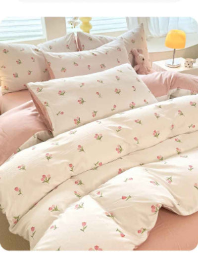Parure de lit enfant tulipe housse plié