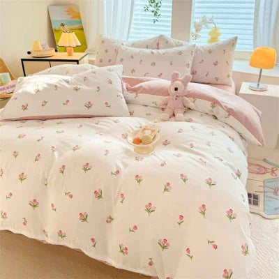 Parure de lit enfant tulipe vue angle côté