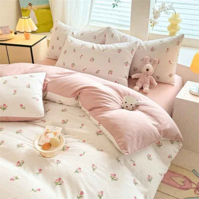 Parure de lit enfant tulipe vue dessus côté