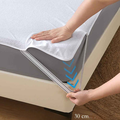 Protège matelas imperméable blanc main étirant bande élastique
