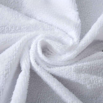 Protège matelas imperméable blanc vue agrrandie bouclettes tissu