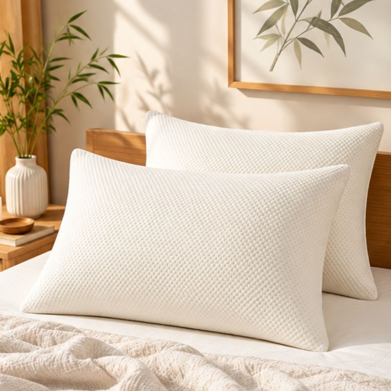 Taie d'oreiller 50 x 70 bamboo imperméable sur lit