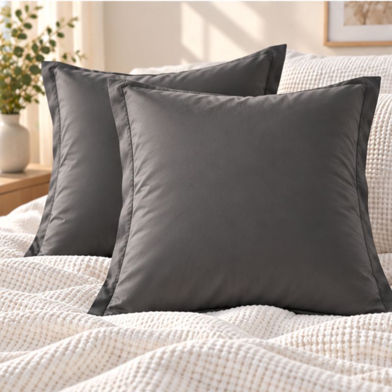 Taie d'oreiller coton égyptien gris anthracite lot de 2
