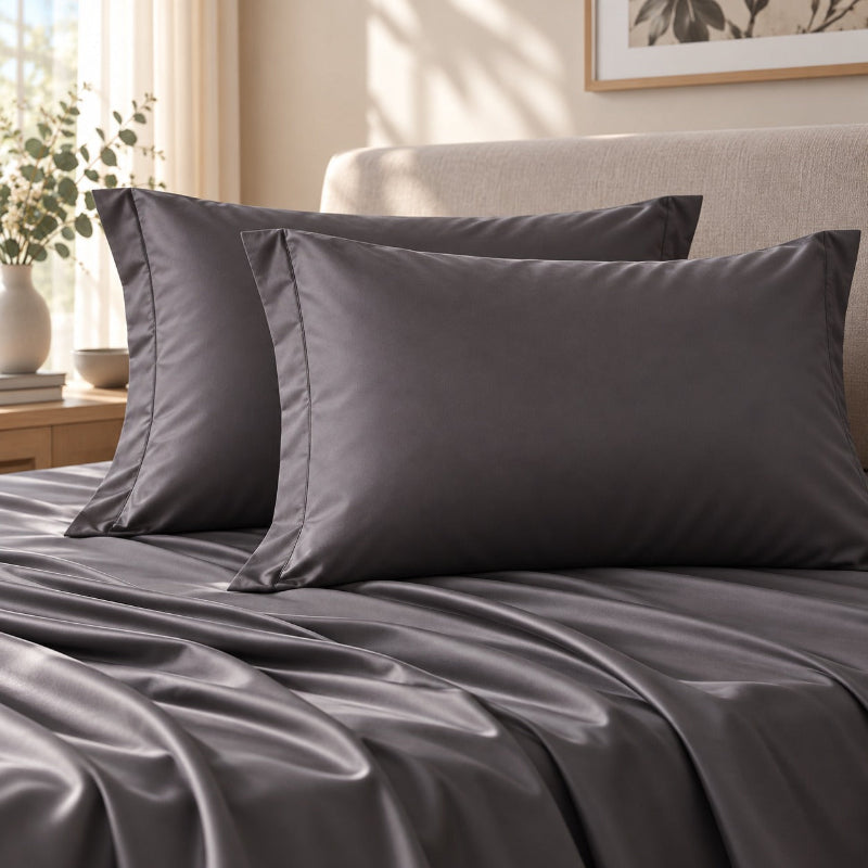 Taie d'oreiller coton égyptien gris anthracite