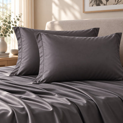 Taie d'oreiller coton égyptien gris anthracite